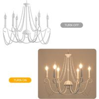 Vintage Lámpara de Araña de Metal Iluminación Estilo Vela Colgante Luz Alta Ajustable Cadena de Metal para Granja Comedor Cocina Isla Vestíbulo Negro 6 Luces - details 38