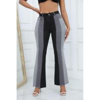 Vaqueros de cintura alta para mujer, contraste de color, elásticos, pantalones de moda coreana - details 4