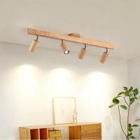 Lámpara de techo LED de madera para dormitorio, pasillo, balcón, pista, accesorio de luz, candelabro largo con foco - details 2