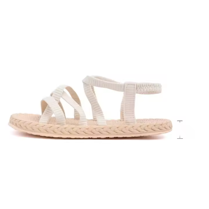 Sandalias planas con rayas de color sólido Fondo suave Estilo universitario de moda para mujer - 1