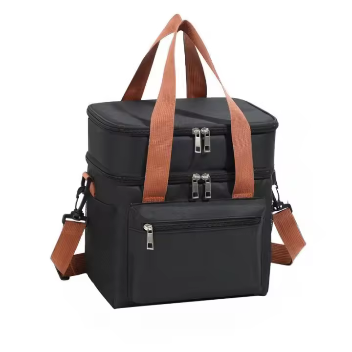 Bolsa de almuerzo multifuncional de doble capa para mujeres y hombres, fiambrera de Picnic de viaje de gran capacidad con correa para el hombro - 1
