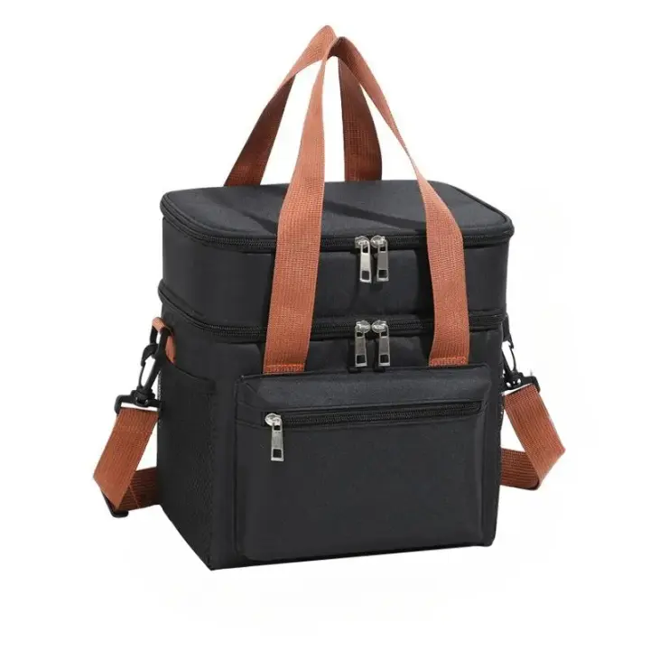 Bolsa de almuerzo multifuncional de doble capa para mujeres y hombres, fiambrera de Picnic de viaje de gran capacidad con correa para el hombro - 1