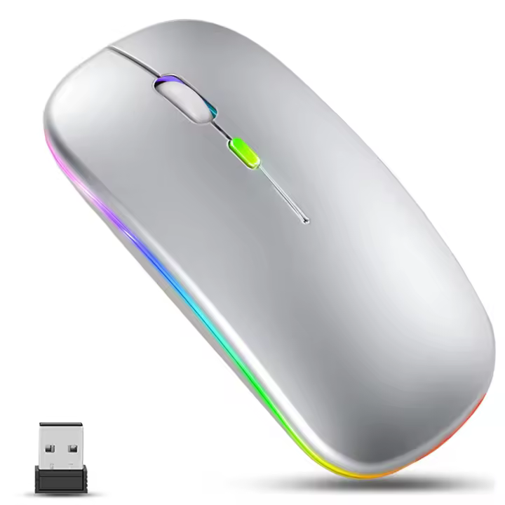 Ratón Inalámbrico Bluetooth Recargable y Silencioso,Ratón de Viaje Portátil 1600DPI de Dos Modos para Computadora Portátil, Android, Windows - 1