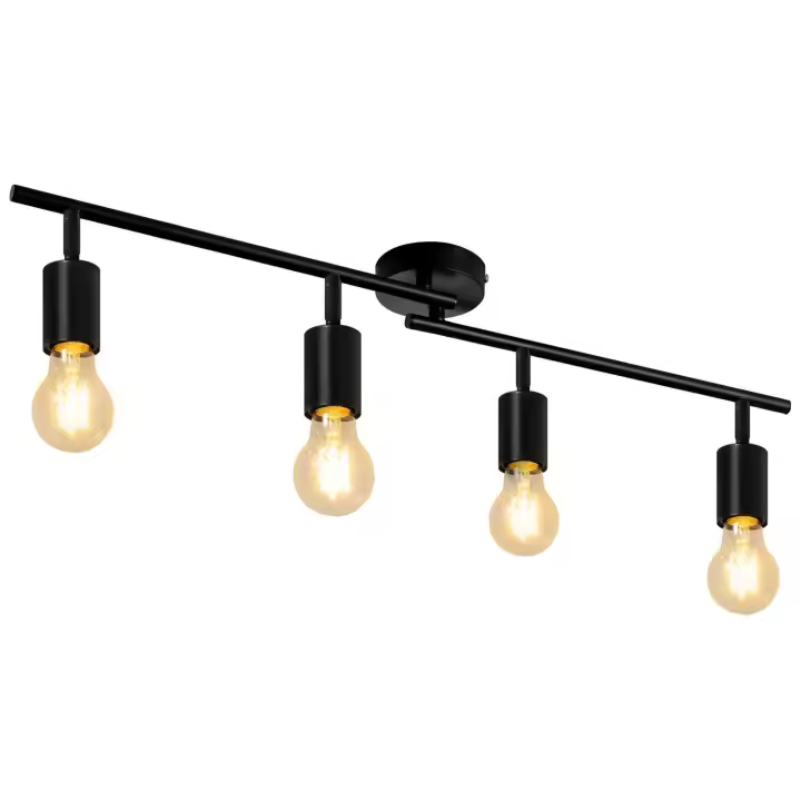CBJKTX Lámpara de techo negra E27 Vintage pasillo 350 °   Lámpara de cocina industrial giratoria para cocina, sala de estar, dormitorio - 1