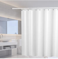 Cortinas de ducha de Color blanco, visillo de partición de tela de poliéster, impermeable, grueso, Color sólido, accesorios de baño para el hogar - details 7