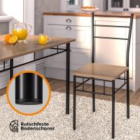 Juego de comedor con mesa y 4 sillas (5 piezas) Muebles de cocina Leo de madera completa, 110x68cm, estilo industrial - details 16