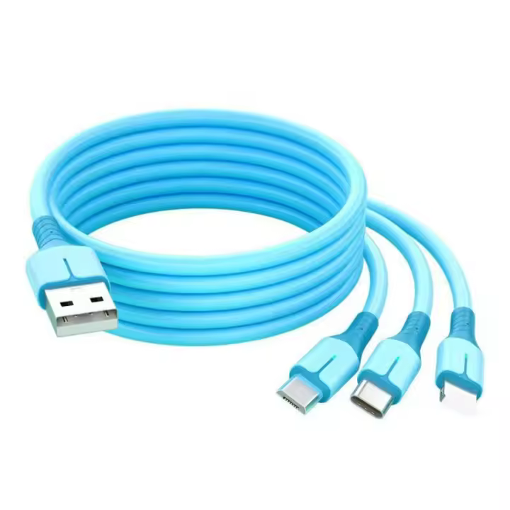 Línea de carga rápida de seguridad 3 en 1, Cable de datos 3 en 1, Cable de carga súper rápida - 1