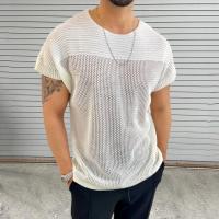 Camiseta Punto Hombre Verano 2025 Tejido de Algodón Transpirable Cuello Redondo Manga Corta Ligera - details 6