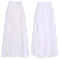 Faldas largas transparentes para mujer, faldas latino Tango salón baile Flamenco lírico, falda dobladillo ancho cintura alta de - details 8