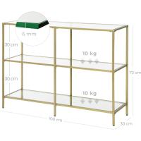 Mueble de Vidrio Templado de 3 Niveles Marco de Metal Morna para Pasillo Salón Dormitorio - details 10