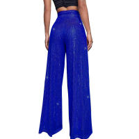 Moda femenina New -End Color sólido Pierna ancha con lentejuelas drapeadas Pantalones casuales para mujer - details 9