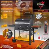 Parrilla de Carbón Grande con Carrito Asador BBQ de Acero Inoxidable con Termómetro - details 24
