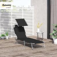 Tumbona Plegable Tumbona de Jardín Exterior Reclinable con Toldo Desmontable con Ángulo Regulable Respaldo Ajustable en 4 Niveles para Terraza Piscina Patio 187x58x36 cm Marrón - details 28