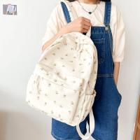 Mochila Escolar Coreana Blanca y Floral para Niñas Adolescentes Bolsa De Libros De Marca - details 9