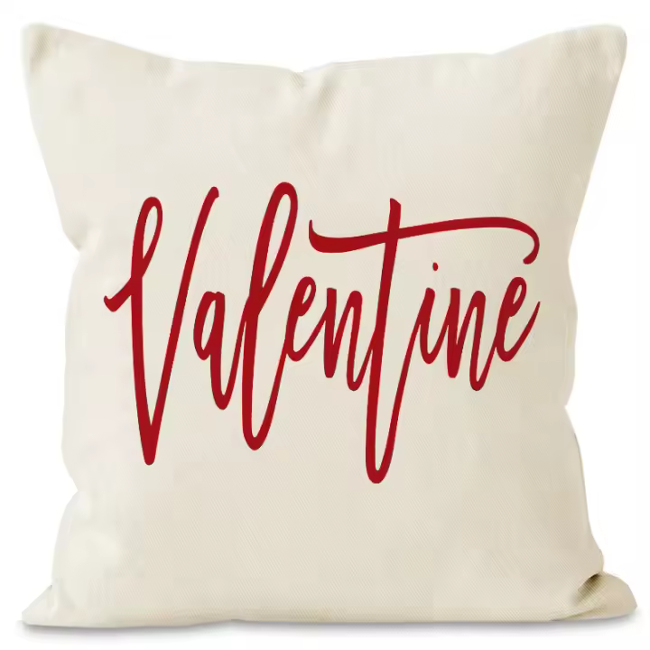 Funda de almohada con estampado de letras del Día de San Valentín, funda de almohada con estampado de línea de amor, decoración festiva para sofá y fiesta - 1