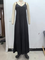 TRAFZA-vestidos Midi elegantes de verano para mujer, estilo pijama, lisos, sin mangas, con espalda descubierta y cuello en V, vestido plisado con tirantes drapeados - details 2