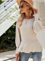 Suéter de manga farol para mujer, Jersey de punto con volantes, púrpura, elegante, moda coreana, Otoño e Invierno - details 2