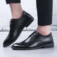 Zapatos de negocios formales de alta gama de cuero genuino para hombres de otoño, zapatos casuales brillantes de suela gruesa - details 1