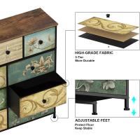 Mueble de Almacenamiento Cómodo con 9 Cajones Diseño Industrial de Metal con Superficie de Madera y Cajones de Tela para Sala de Estar, Habitación Infantil, Pasillo Estilo Rústico - details 5