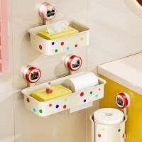 Estante de almacenamiento de champú con ventosa, caja de papel higiénico de plástico sin perforaciones, gran capacidad, ahorro de espacio, portarrollos de papel, lavabo - details 6