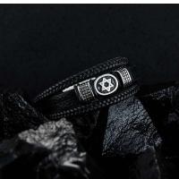 Pulsera tejida multicapa de moda para hombre, pulsera de cuero de acero de titanio con estrella hexagonal - details 3