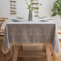 Mantel antimanchas rectangular, Diseño cuadrado de bordes para Decoración de mesa de Comedor - details 10