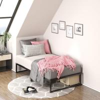 Cama 135x190 cm - Altura 36 cm con almacenamiento debajo de la cama - Estructura de cama de plataforma de metal - Blanco - details 24