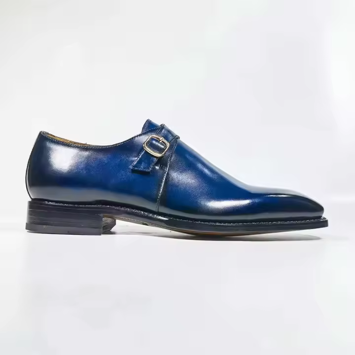 Monjes Oxford de negocios de cuero de lujo con zapatos de vestir formales hechos a mano para hombres Goodyear Italia - 1
