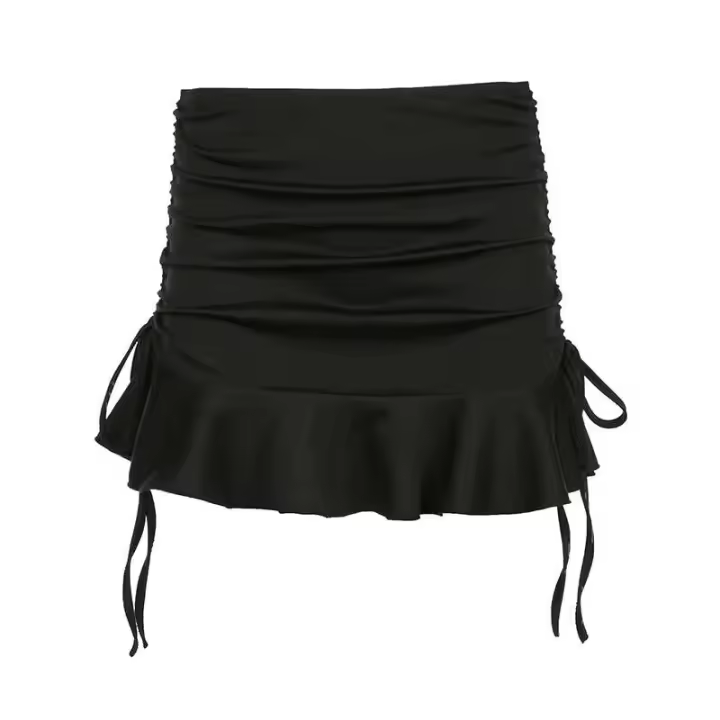 Falda Corta de Cintura Baja con Volantes Trajes de Verano Informales para Mujer Estilo Sexy Y2K - 1