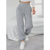 Otoño Invierno nuevo en gris más pantalones de chándal casuales de terciopelo moda pantalones sueltos de cintura alta para mujeres - details 1