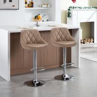 Taburete de Bar de Terciopelo Altura Ajustable, Giratorio, Poltrona de Cocina, Diseño Gris Oscuro - details 95