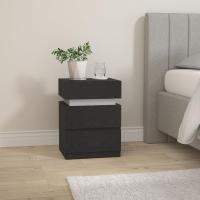 Mesita de Noche con Tira de Luz LED Multicolor Variable, 3 Cajones, Mesa Auxiliar, Estilo Moderno, 35 x 40 x 55 cm, Negro Efecto Madera LET0830B01 - details 18