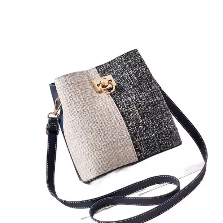 1 bolso bandolera de piel sintética sintética de dos tonos para mujer con correa desmontable y cierre de cremallera - Diseño texturizado elegante para el trabajo, viajes diarios, rojo/azul/negro, bolso bandolera pequeño, accesorio de trabajo, bolso tipo c - 1