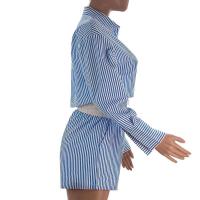 Conjunto de Moda para Mujer de Primavera 2024 Camisas de Manga Corta y Larga con Rayas Shorts - details 17