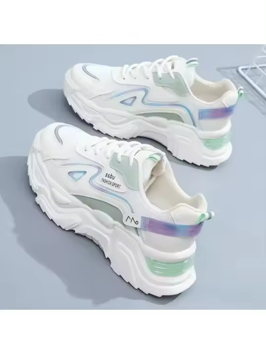 Zapatillas Deportivas para Mujer 2025 Zapatos Planos con Plataforma Zapatos Informales Verdes - 1