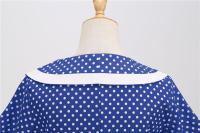Vestido midi de línea A informal y elegante con cuello y manga corta para fiesta de lunares de verano para mujer - details 33