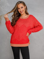 Suéter informal de manga larga para mujer, Jersey de punto de cuello redondo liso, Tops sueltos, moda de otoño - details 8
