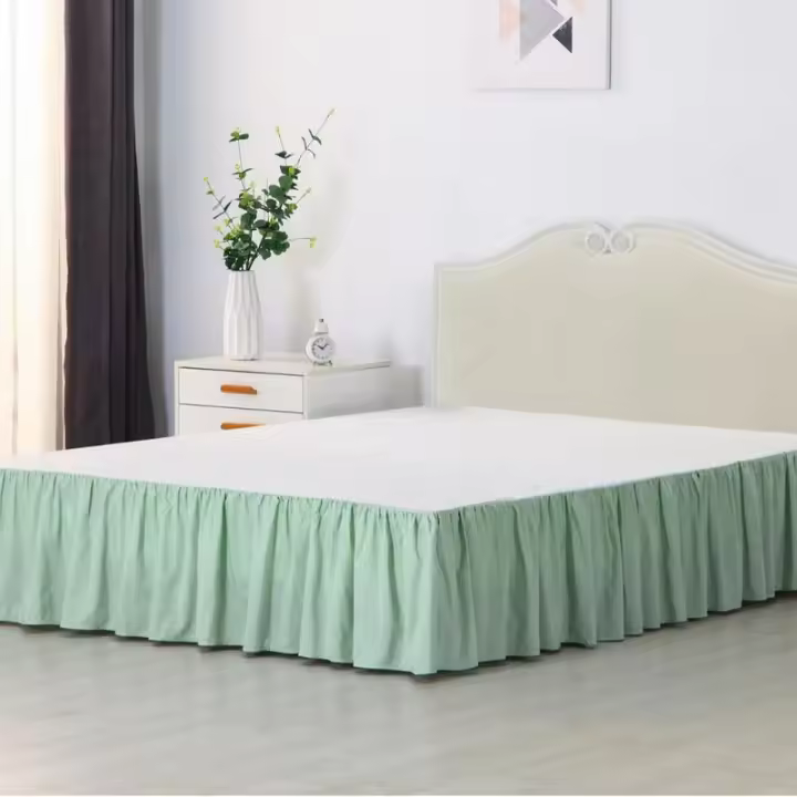 Falda de cama arrugada de algodón cepillado, muy vendida - 1