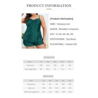 Conjunto de pijama de tirantes sueltos de seda sintética de talla grande para mujer con pantalones cortos para estar en casa en verano - details 0