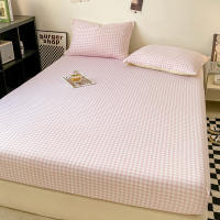 Plaid Style Fitted Sheet Skin-friendly Bed Cover Elastic Bedsheet for Girls Boys Room couvre lit Home Bed Linen(No Pillowcase) - details 1