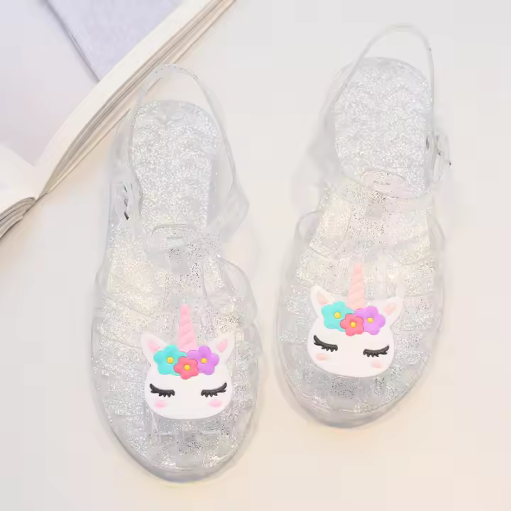 Zapatos romanos transparentes brillantes de gelatina princesa, transpirables, estilo marino. - 1