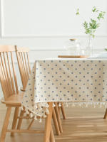 Mantel de poliéster con borde de encaje, cubierta rectangular a prueba de polvo con borlas, para cocina, mesa de comedor, decoración del hogar - details 12