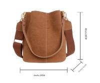 Bolso de mano de moda de gran capacidad, bolso de ocio retro, tipo cubo simple, tela esmerilada, estilo retro europeo y americano. - details 0