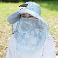 Pantalla Digital, ventilador Solar, visera, sombrero, protección del cuello, malla transpirable, sombrero para recoger té para mujer, carga Solar/USB, 3 modos - details 4