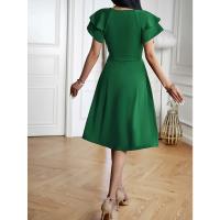 Elegante Vestido de Verano Cuello en V, Manga de Flor, Spandex Poliéster para Mujer - details 2