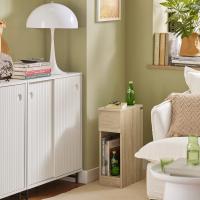 Auxiliares para Salón Mesilla de Noche Estrecha para Dormitorio con 1 Cajón y 1 Compartimento Abierto Blanco y Madera 20 x 35 x 60 cm FBT111-WNx2 ES - details 25