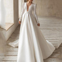 Vestido de mujer con satén blanco socialité que parece delgado y alto, vestido estilo francés - details 2