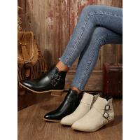 2025 otoño e invierno nuevo europeo y americano de gran tamaño cabeza puntiaguda tacón cuadrado cremallera lateral botas cortas de moda y cómodas mujeres 36-43 - details 2