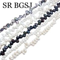 Venta al por mayor, cuentas perforadas laterales, negro, blanco, rosa, perlas naturales de agua dulce, fabricación de joyas, cuentas artesanales DIY de 14'' - details 1