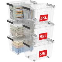 Cajas de Almacenamiento de Plástico con Ruedas 55L*6 Organizador Transparente para Oficina en Casa - details 0